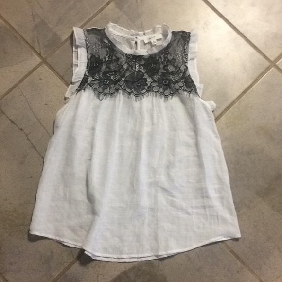 mine Tops - 🆕 Mine | White Sleeveless Tank with Black Lace